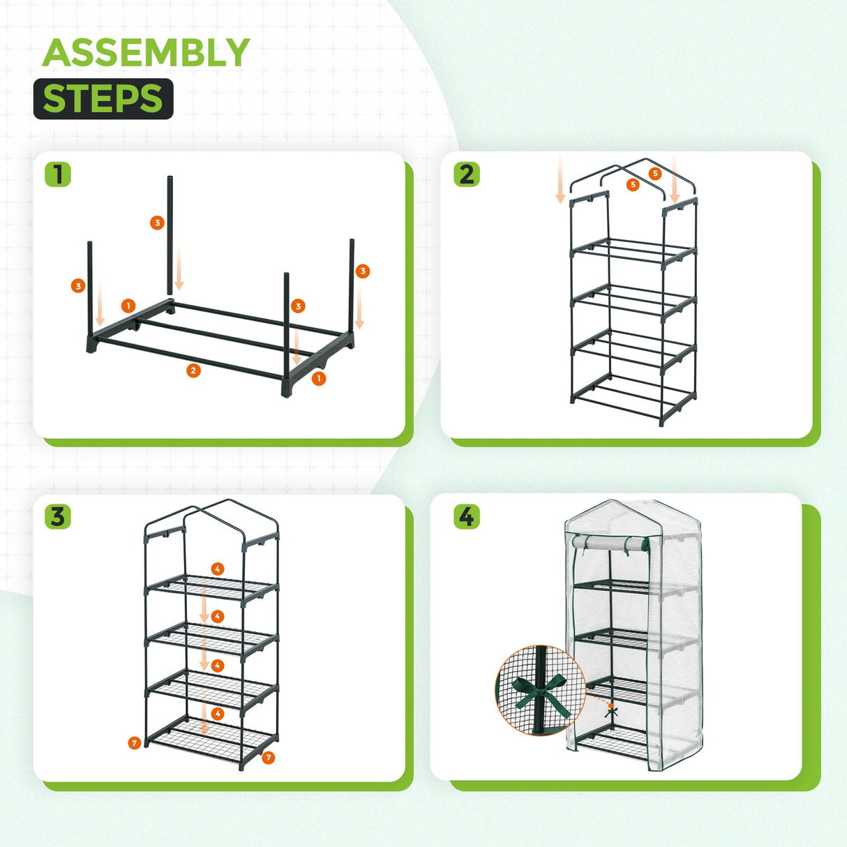 EAGLE PEAK Mini Greenhouse with Wire Shelves,27.2"x19.3"x64.2" - Eagle Peak Canopy and Outdoor Products