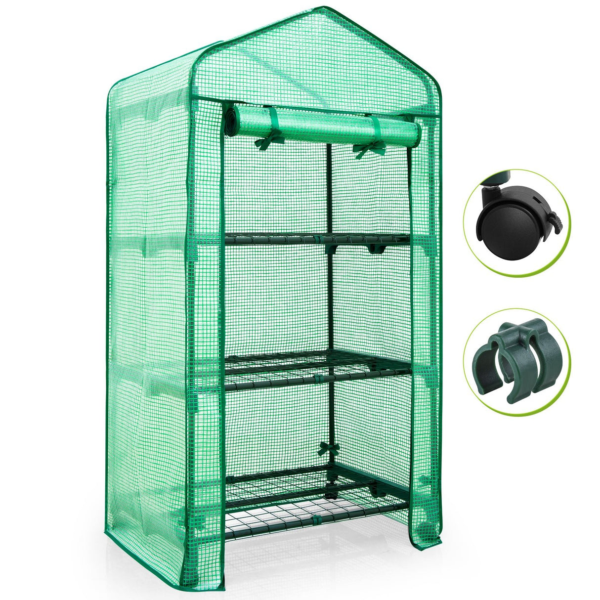 EAGLE PEAK Mini Greenhouse with Wire Shelves,3 Tier, with Wheels, 27"x19"x51" - Eagle Peak Canopy and Outdoor Products