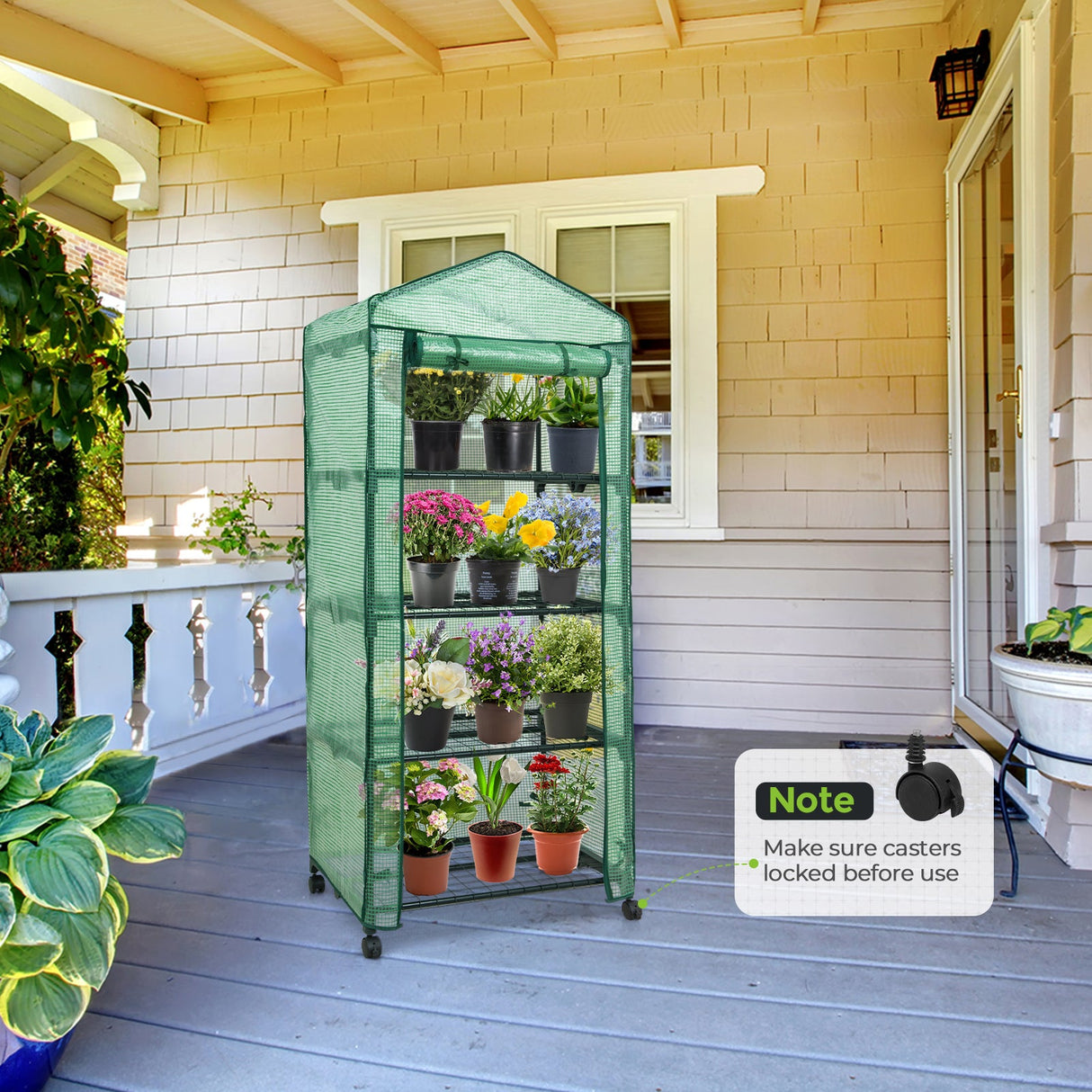 EAGLE PEAK Mini Greenhouse with Wire Shelves,4 Tier, with Wheels - Eagle Peak Canopy and Outdoor Products