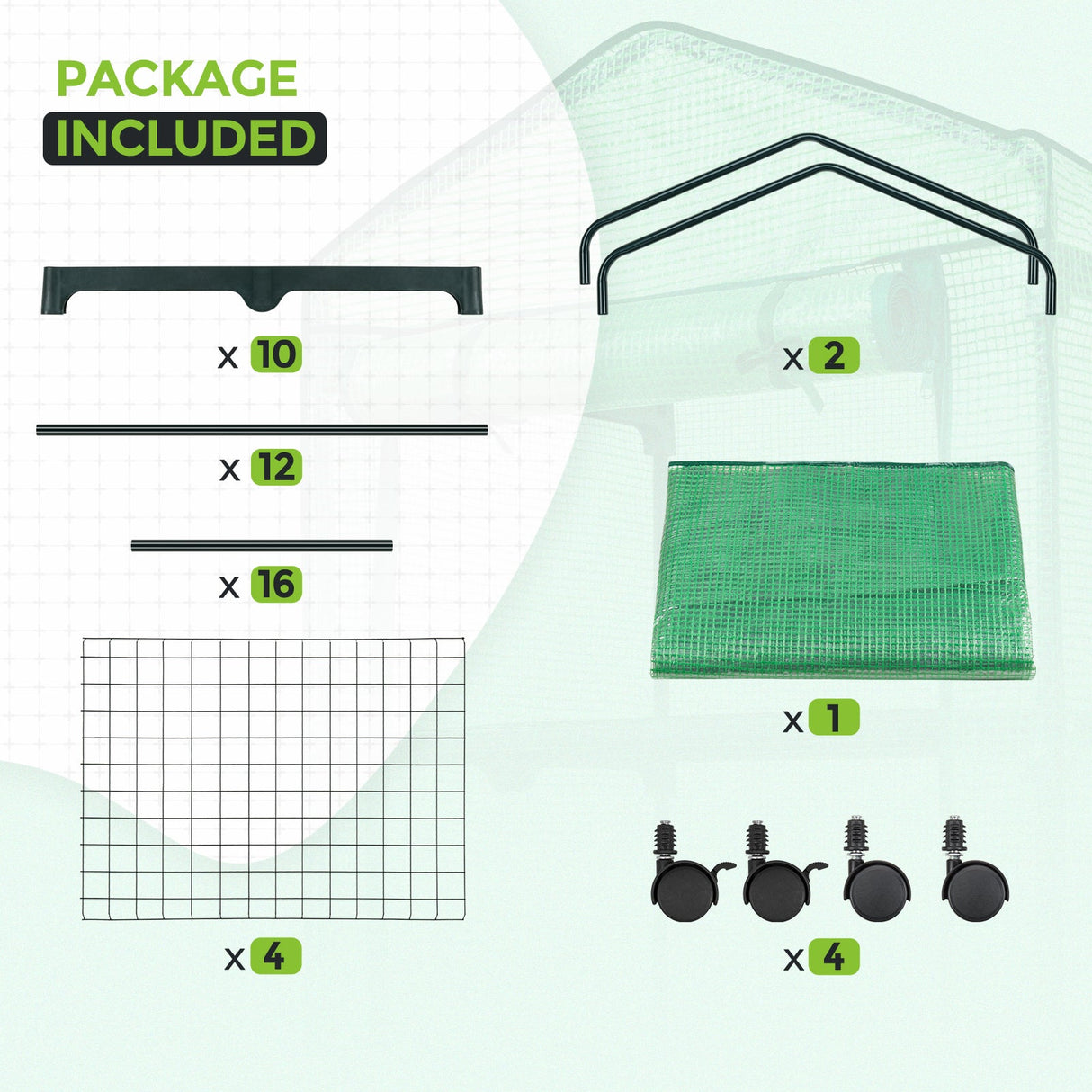 EAGLE PEAK Mini Greenhouse with Wire Shelves,4 Tier, with Wheels - Eagle Peak Canopy and Outdoor Products