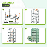 EAGLE PEAK Mini Greenhouse with Wire Shelves,4 Tier, with Wheels - Eagle Peak Canopy and Outdoor Products