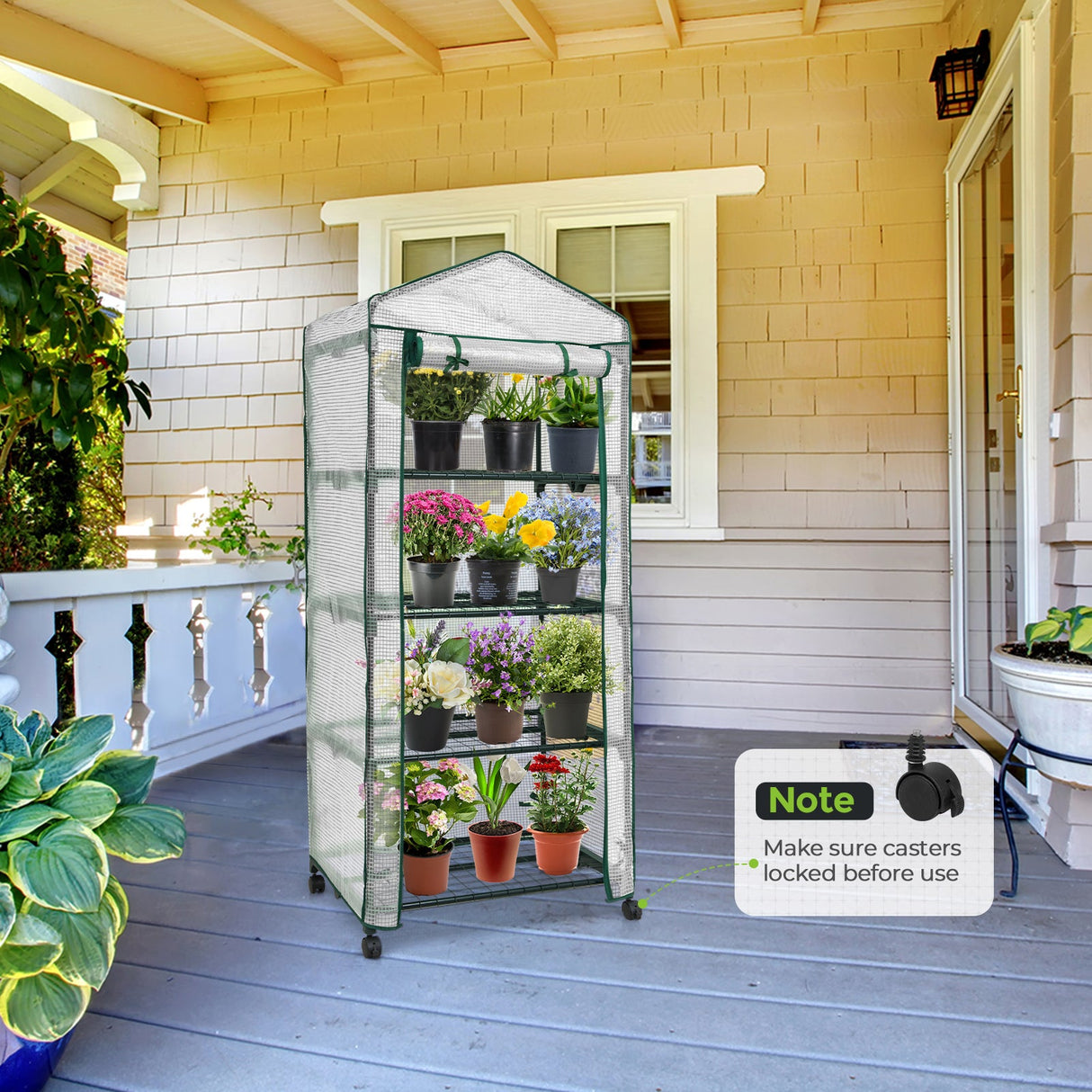 EAGLE PEAK Mini Greenhouse with Wire Shelves,4 Tier, with Wheels - Eagle Peak Canopy and Outdoor Products