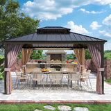 EAGLE PEAK Outdoor Aluminum Frame Galvanized Double Roof Gazebo, Includes Netting and Curtains - Eagle Peak Canopy and Outdoor Products