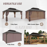 EAGLE PEAK Outdoor Aluminum Frame Galvanized Double Roof Gazebo, Includes Netting and Curtains - Eagle Peak Canopy and Outdoor Products