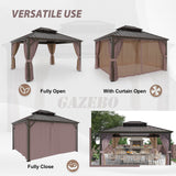 EAGLE PEAK Outdoor Aluminum Frame Galvanized Double Roof Gazebo, Includes Netting and Curtains - Eagle Peak Canopy and Outdoor Products