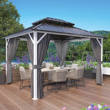 EAGLE PEAK Outdoor Aluminum Frame Galvanized Double Roof Gazebo, Includes Netting and Curtains - Eagle Peak Canopy and Outdoor Products