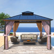 EAGLE PEAK Outdoor Aluminum Frame Galvanized Double Roof Gazebo, Includes Netting and Curtains - Eagle Peak Canopy and Outdoor Products