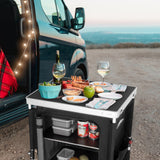 EAGLE PEAK Outdoor Camping Pop Up Folding Table with Large 3 - Tier Storage Organizer and Side Pockets - Eagle Peak Canopy and Outdoor Products