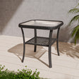 EAGLE PEAK Outdoor Wicker Side Table with Lower Storage, Rattan End Table Coffee Table with Tempered Glass Top, Gray - Eagle Peak Canopy and Outdoor Products