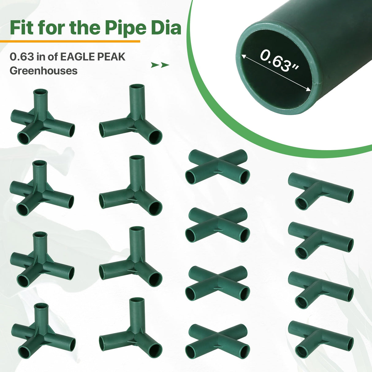 EAGLE PEAK Pack of 16pcs 4 Types Greenhouse Frame Connectors 0.63 in, PVC Pipe Joint for Flower Stands Gardening Frame Construction - Eagle Peak Canopy and Outdoor Products