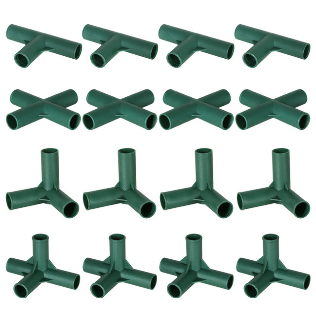 EAGLE PEAK Pack of 16pcs 4 Types Greenhouse Frame Connectors 0.63 in, PVC Pipe Joint for Flower Stands Gardening Frame Construction - Eagle Peak Canopy and Outdoor Products