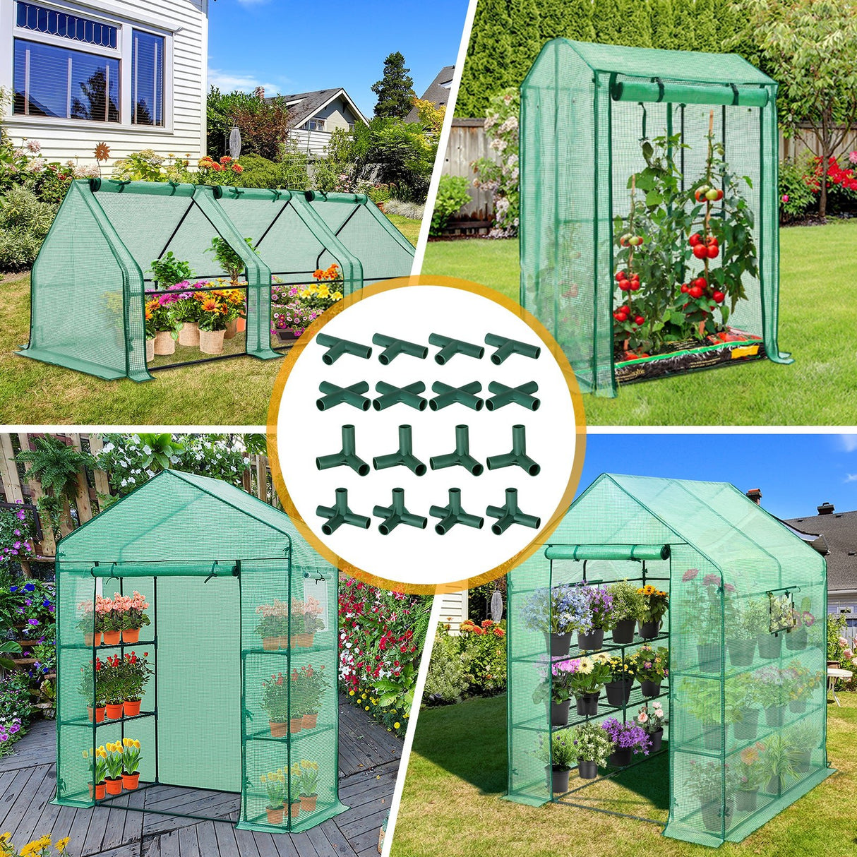 EAGLE PEAK Pack of 16pcs 4 Types Greenhouse Frame Connectors 0.63 in, PVC Pipe Joint for Flower Stands Gardening Frame Construction - Eagle Peak Canopy and Outdoor Products