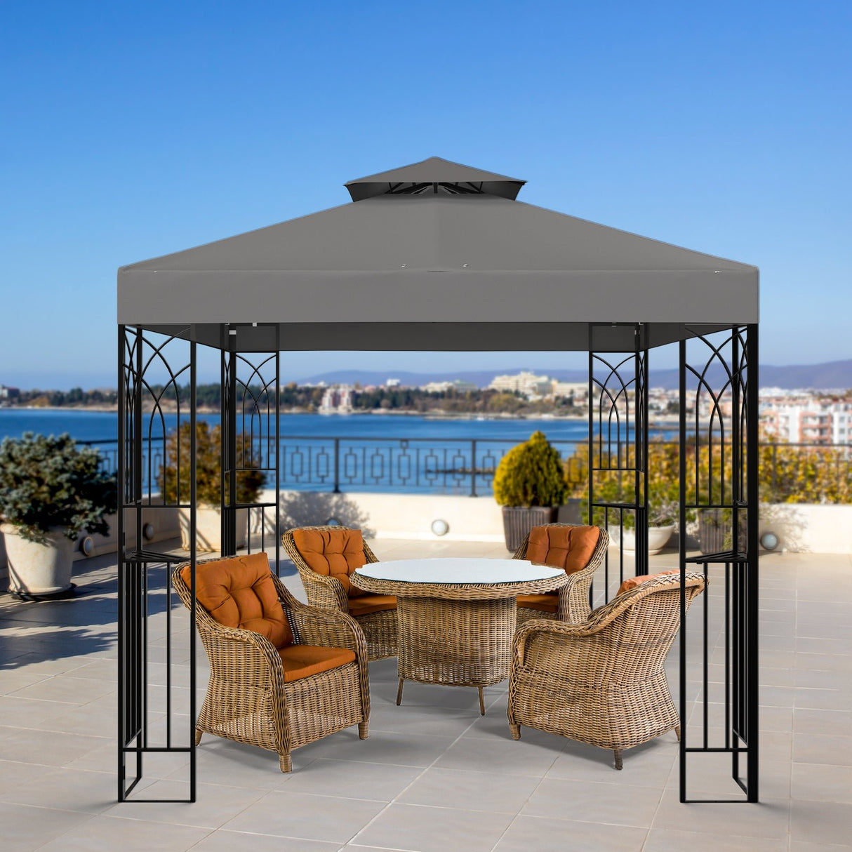 EAGLE PEAK Patio Gazebo 8x8 with Corner Shelves - Eagle Peak Canopy and Outdoor Products