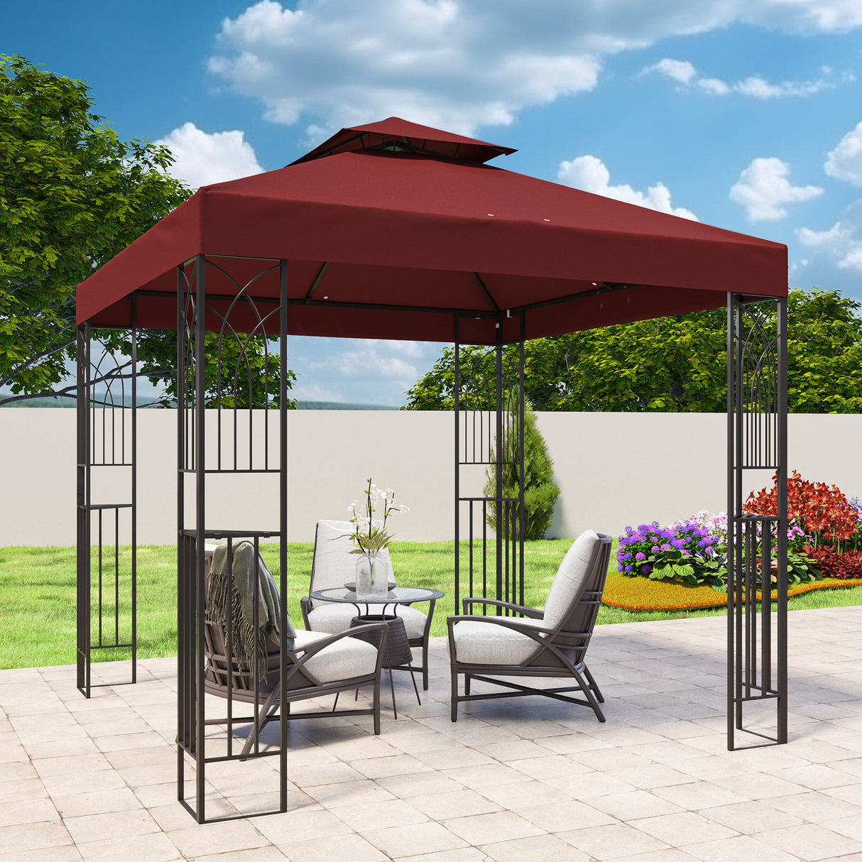 EAGLE PEAK Patio Gazebo 8x8 with Corner Shelves - Eagle Peak Canopy and Outdoor Products