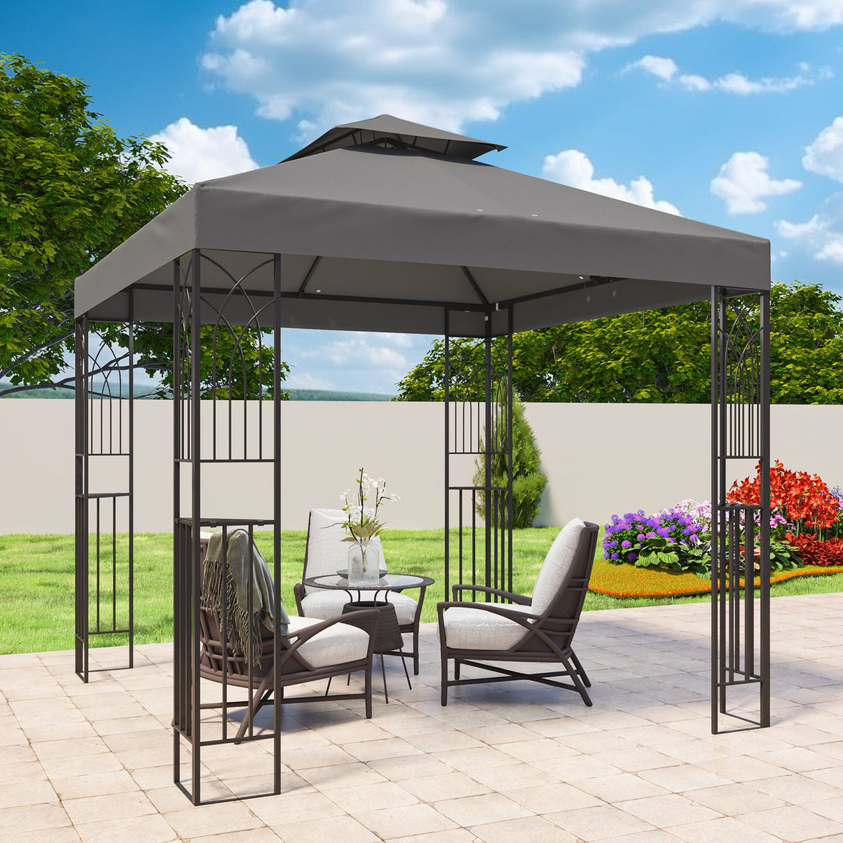 EAGLE PEAK Patio Gazebo 8x8 with Corner Shelves - Eagle Peak Canopy and Outdoor Products