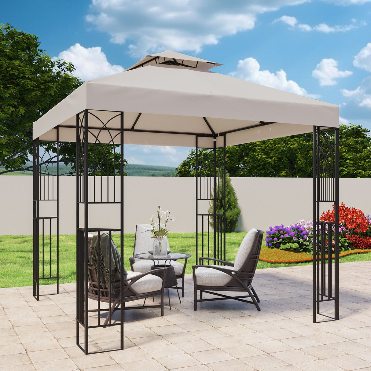 EAGLE PEAK Patio Gazebo 8x8 with Corner Shelves - Eagle Peak Canopy and Outdoor Products