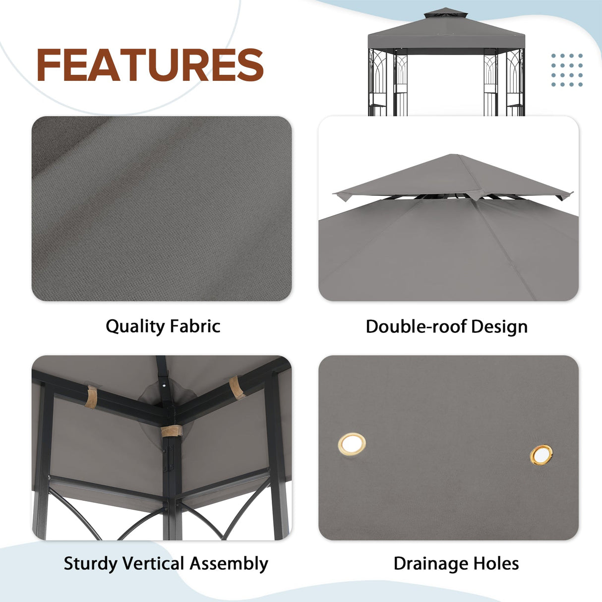 EAGLE PEAK Patio Gazebo 8x8 with Corner Shelves - Eagle Peak Canopy and Outdoor Products