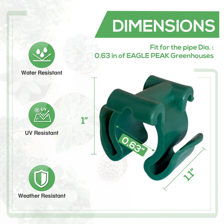 EAGLE PEAK Plastic Greenhouse Shelf Clips for 0.63 inch Tube, Pack of 32, Staging Shelf Rack Buckles - Eagle Peak Canopy and Outdoor Products