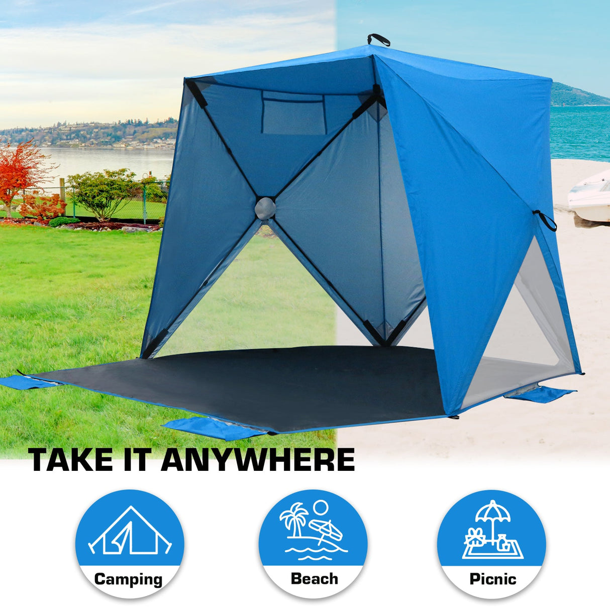 EAGLE PEAK Pop Up Beach Tent, Portable Sun Shelter - Eagle Peak Canopy and Outdoor Products