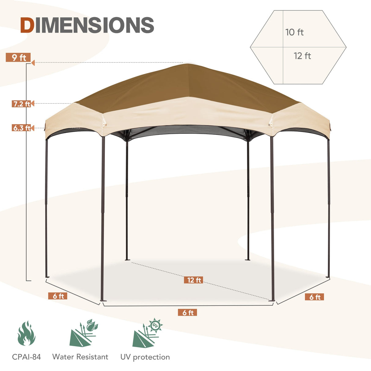 EAGLE PEAK Pop - Up Camping 6 Sided (6x6x6) Gazebo w/ Mosquito Netting Easy Center Push Canopy Shelter Instant Setup Outdoor Screen Ten - Eagle Peak Canopy and Outdoor Products