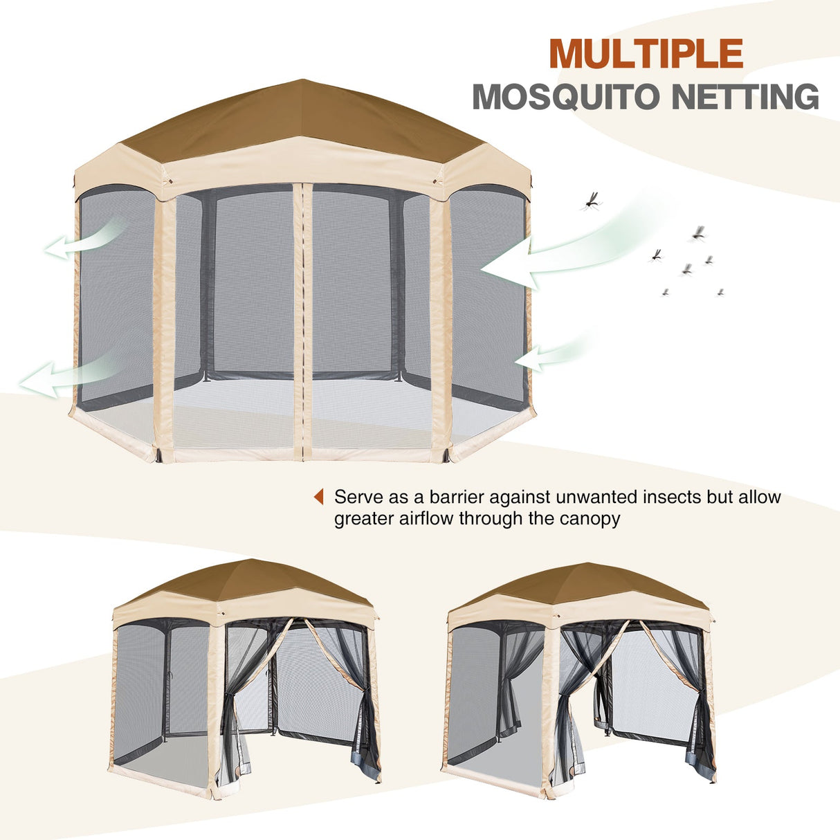 EAGLE PEAK Pop - Up Camping 6 Sided (6x6x6) Gazebo w/ Mosquito Netting Easy Center Push Canopy Shelter Instant Setup Outdoor Screen Ten - Eagle Peak Canopy and Outdoor Products