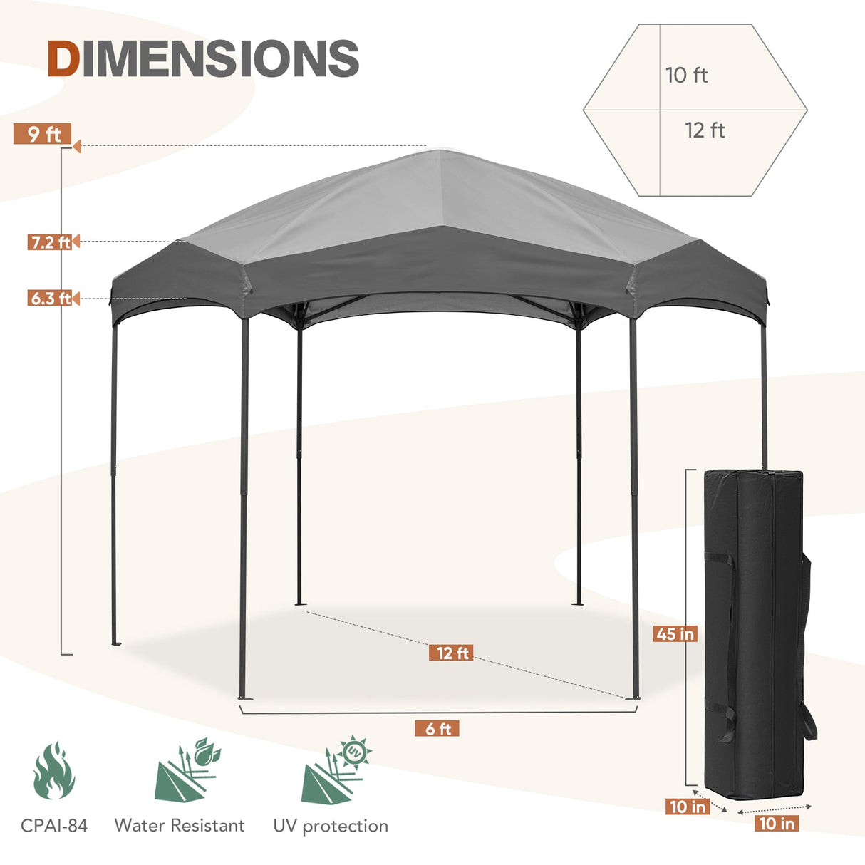 EAGLE PEAK Pop - Up Camping 6 Sided (6x6x6) Gazebo w/ Mosquito Netting Easy Center Push Canopy Shelter Instant Setup Outdoor Screen Ten - Eagle Peak Canopy and Outdoor Products