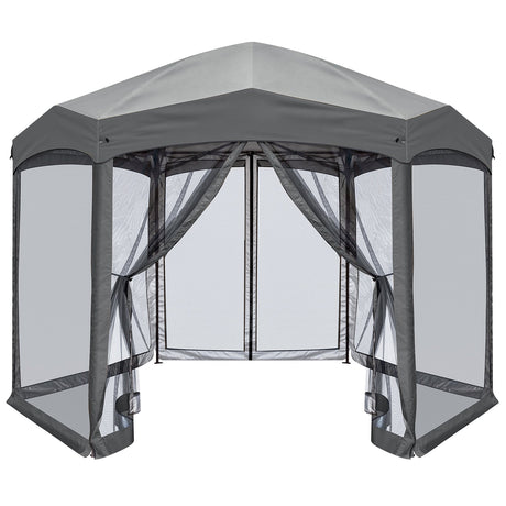 EAGLE PEAK Pop - Up Camping 6 Sided (6x6x6) Gazebo w/ Mosquito Netting Easy Center Push Canopy Shelter Instant Setup Outdoor Screen Ten - Eagle Peak Canopy and Outdoor Products