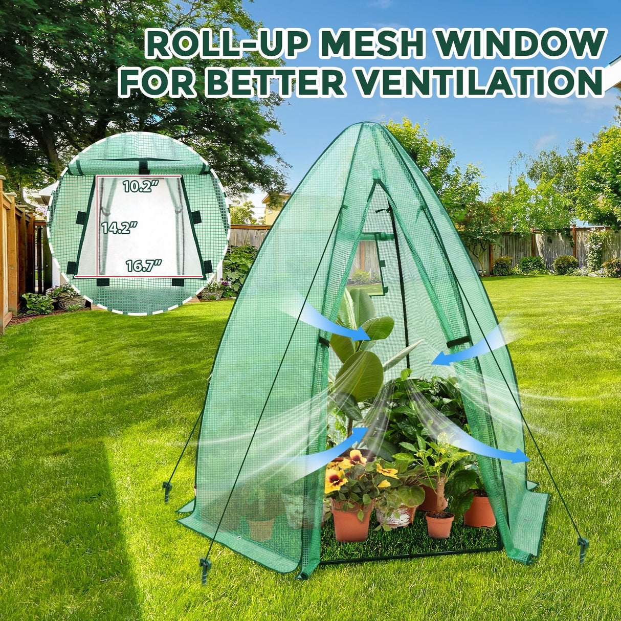 EAGLE PEAK Portable Mini Dome Greenhouse with Zippered Door and Mesh Window - Eagle Peak Canopy and Outdoor Products