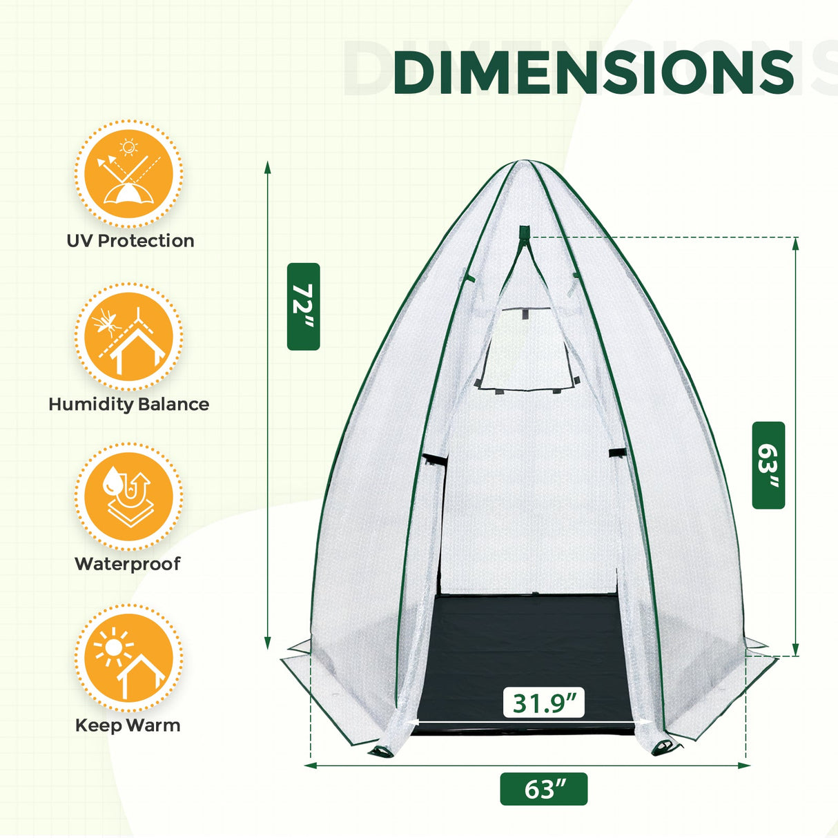 EAGLE PEAK Portable Mini Dome Greenhouse，63”x63”x72”, Bubble Film Cover - Eagle Peak Canopy and Outdoor Products