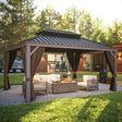 EAGLE PEAK Premium Aluminum Frame Galvanized Double Roof Gazebo, Includes TEXTILENE Netting and Curtains - Eagle Peak Canopy and Outdoor Products