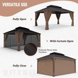 EAGLE PEAK Premium Aluminum Frame Galvanized Double Roof Gazebo, Includes TEXTILENE Netting and Curtains - Eagle Peak Canopy and Outdoor Products