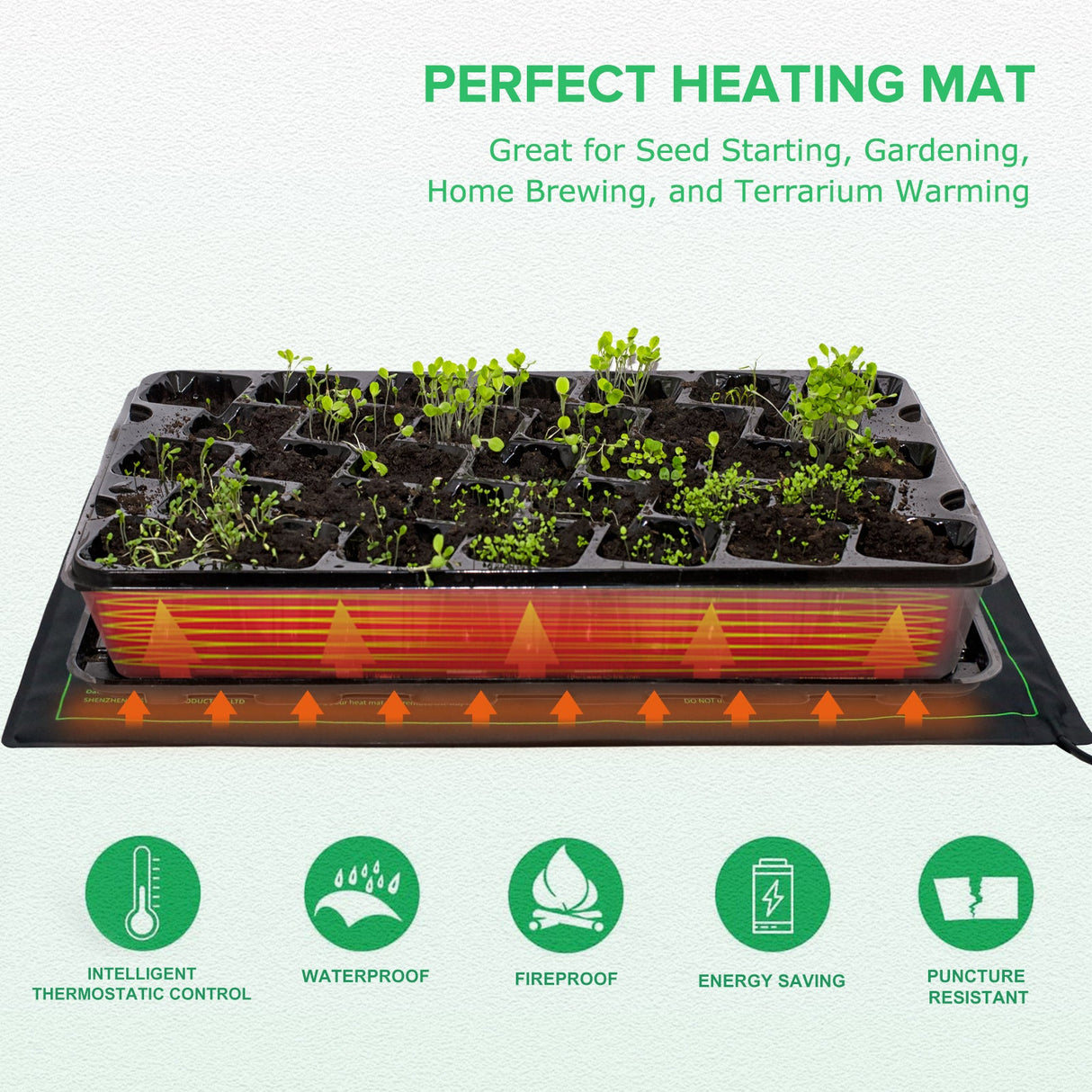 EAGLE PEAK Seedling Heat Mat 10”x20”, UL & MET - Certified Heating Pad for Seed Starting, Waterproof Heating Mat for Seed Germination, Warm Hydroponic Gardening Heating Pad, Contains (1) Warming Mat - Eagle Peak Canopy and Outdoor Products