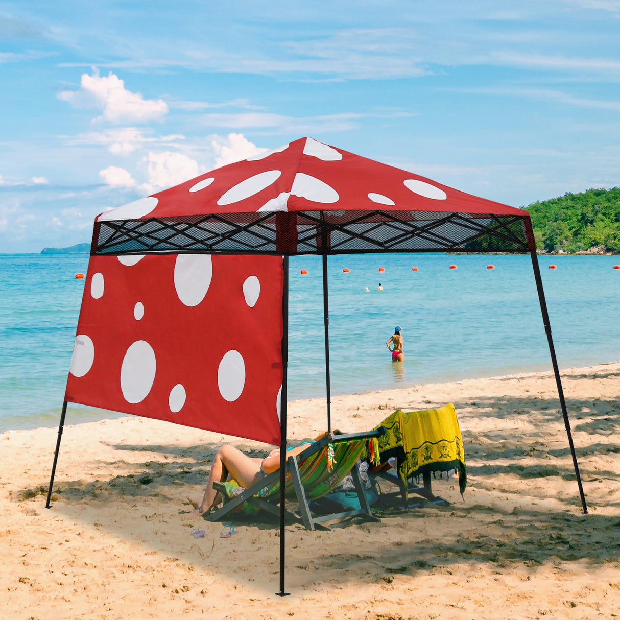 Eagle Peak SHADE GRAPHIX 8x8 Day Tripper Pop Up Canopy Tent with Backpack (Red Mushroom Top) - Eagle Peak Canopy and Outdoor Products