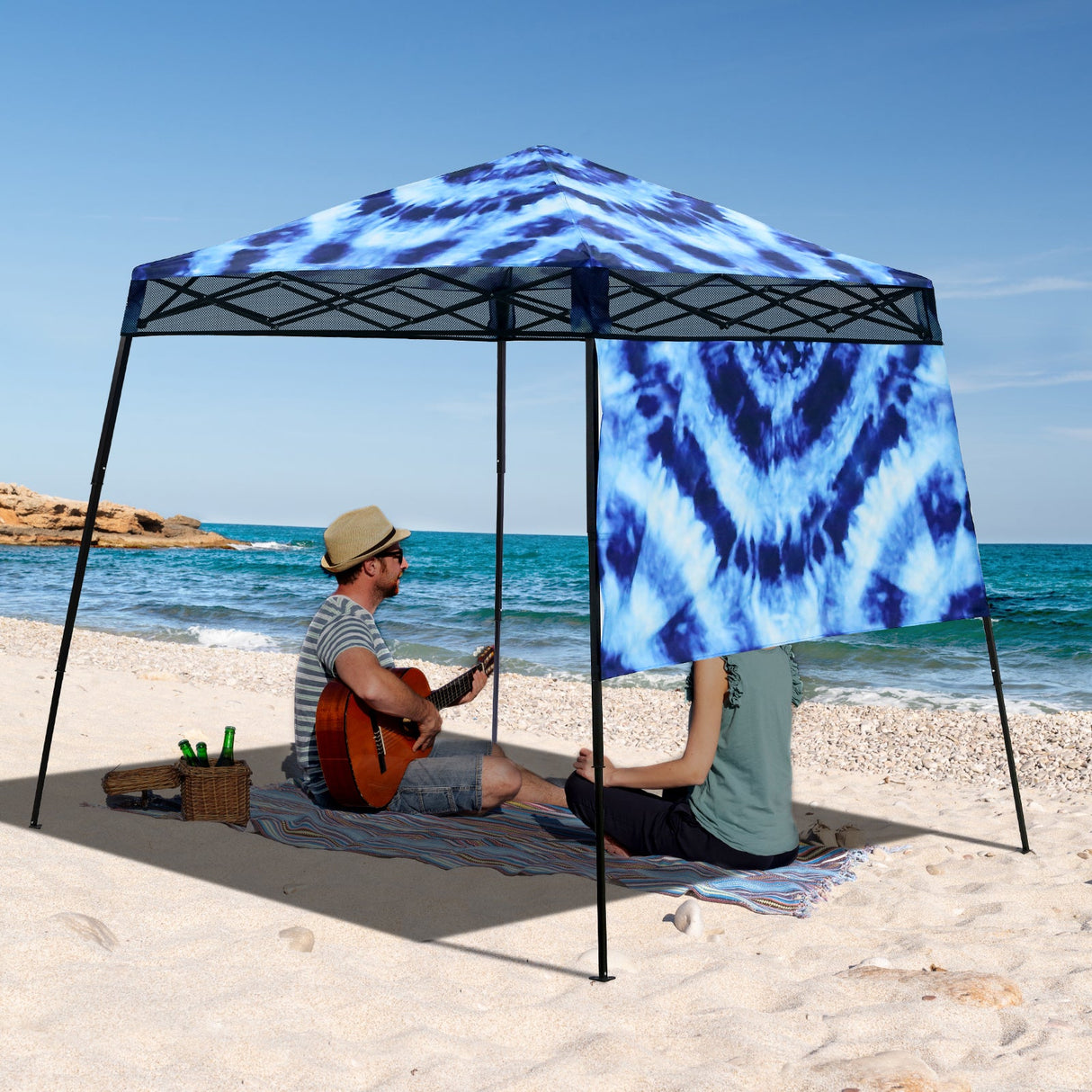 Eagle Peak SHADE GRAPHiX Day 8x8 Tripper Pop Up Canopy Tent with Digital Printed Tie Dye Blue - Eagle Peak Canopy and Outdoor Products