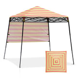 Eagle Peak SHADE GRAPHiX Day Tripper 8x8 Pop Up Canopy Tent with Digital Printed Orange Yellow Stripe Top - Eagle Peak Canopy and Outdoor Products