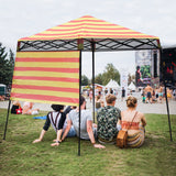 Eagle Peak SHADE GRAPHiX Day Tripper 8x8 Pop Up Canopy Tent with Digital Printed Orange Yellow Stripe Top - Eagle Peak Canopy and Outdoor Products