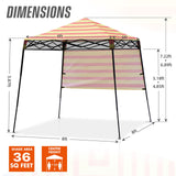 Eagle Peak SHADE GRAPHiX Day Tripper 8x8 Pop Up Canopy Tent with Digital Printed Orange Yellow Stripe Top - Eagle Peak Canopy and Outdoor Products