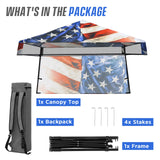 Eagle Peak SHADE GRAPHiX Day Tripper 8x8 Pop Up Canopy Tent with Digital Printed Stars and Stripes Top - Eagle Peak Canopy and Outdoor Products