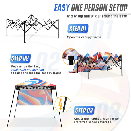 Eagle Peak SHADE GRAPHiX Day Tripper 8x8 Pop Up Canopy Tent with Digital Printed Swirl Top - Eagle Peak Canopy and Outdoor Products