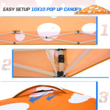 Eagle Peak SHADE GRAPHiX Easy Setup 10x10 Pop Up Canopy Tent (Orange Mushroom Top) - Eagle Peak Canopy and Outdoor Products