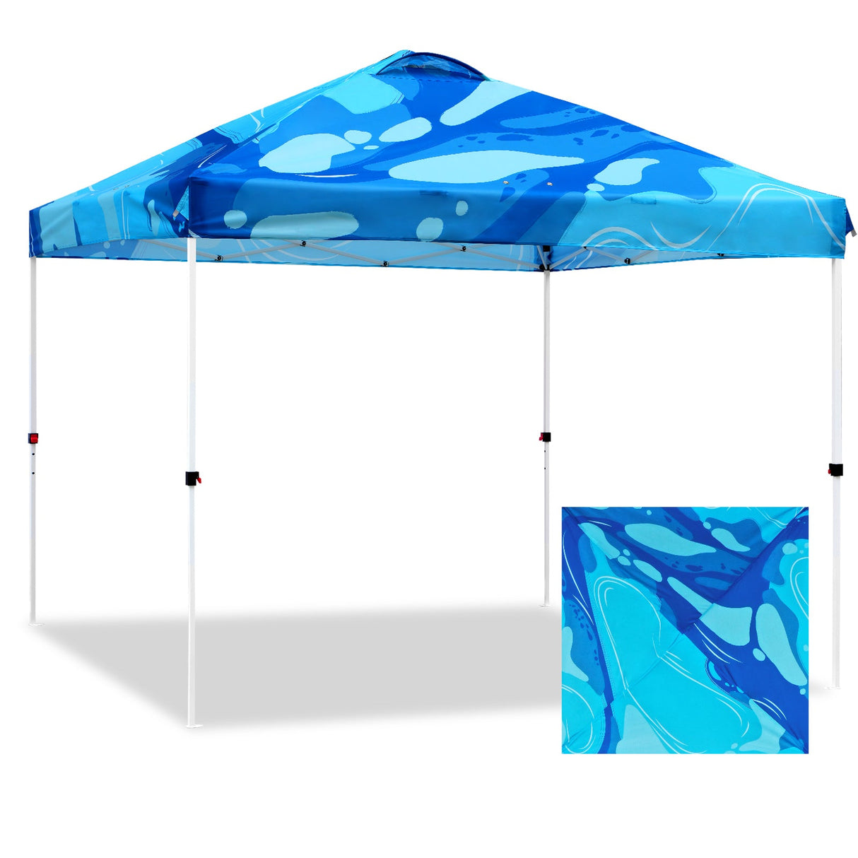 Eagle Peak SHADE GRAPHiX Easy Setup 10x10 Pop Up Canopy Tent with Digital Printed Blue Abstract Top - Eagle Peak Canopy and Outdoor Products