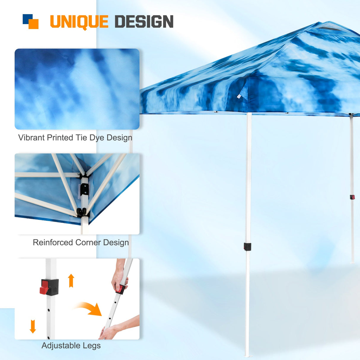 Eagle Peak SHADE GRAPHiX Easy Setup 10x10 Pop Up Canopy Tent with Digital Printed Tie Dye Top - Eagle Peak Canopy and Outdoor Products