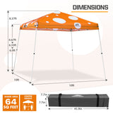 Eagle Peak SHADE GRAPHiX Slant Leg 10x10 Easy Setup Pop Up Canopy Tent (Orange Mushroom Top) - Eagle Peak Canopy and Outdoor Products