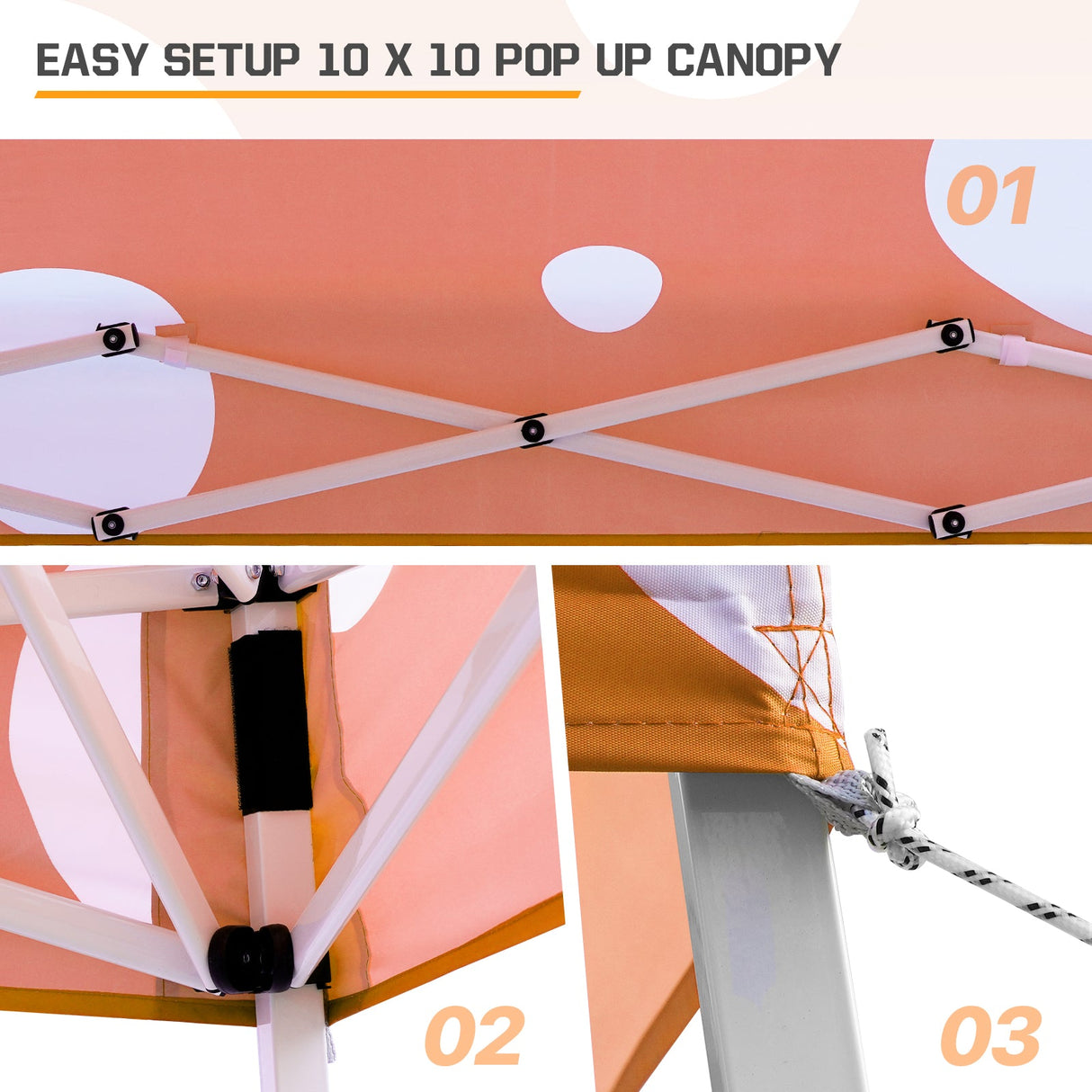 Eagle Peak SHADE GRAPHiX Slant Leg 10x10 Easy Setup Pop Up Canopy Tent (Orange Mushroom Top) - Eagle Peak Canopy and Outdoor Products