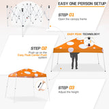 Eagle Peak SHADE GRAPHiX Slant Leg 10x10 Easy Setup Pop Up Canopy Tent (Orange Mushroom Top) - Eagle Peak Canopy and Outdoor Products