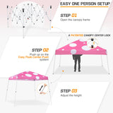 Eagle Peak SHADE GRAPHiX Slant Leg 10x10 Easy Setup Pop Up Canopy Tent (Pink Mushroom Top) - Eagle Peak Custom Canopy Tent