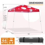 Eagle Peak SHADE GRAPHiX Slant Leg 10x10 Easy Setup Pop Up Canopy Tent (Red Mushroom Top) - Eagle Peak Canopy and Outdoor Products