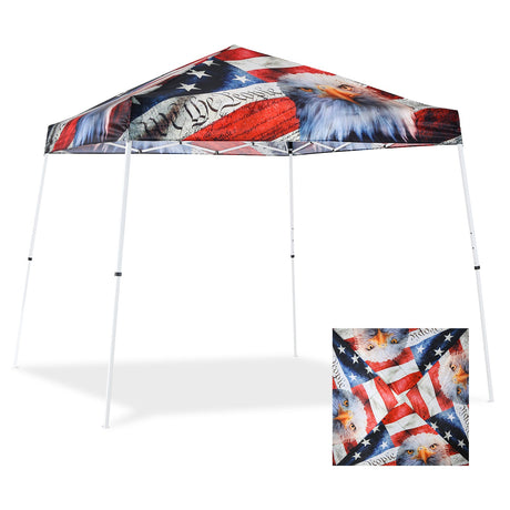 Eagle Peak SHADE GRAPHiX Slant Leg 10x10 Easy Setup Pop Up Canopy Tent with Digital Printed American Icon Top - Eagle Peak Canopy and Outdoor Products