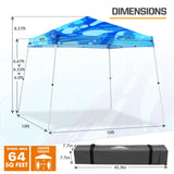 Eagle Peak SHADE GRAPHiX Slant Leg 10x10 Easy Setup Pop Up Canopy Tent with Digital Printed Blue Abstract Top - Eagle Peak Canopy and Outdoor Products