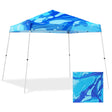 Eagle Peak SHADE GRAPHiX Slant Leg 10x10 Easy Setup Pop Up Canopy Tent with Digital Printed Blue Abstract Top - Eagle Peak Canopy and Outdoor Products